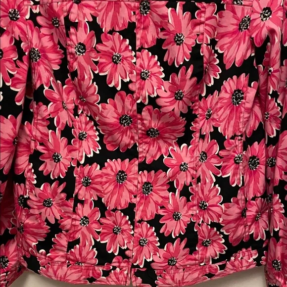 Laura Ashley Pink Floral Full Zip Jacket Size Medium - Picture 3 of 9